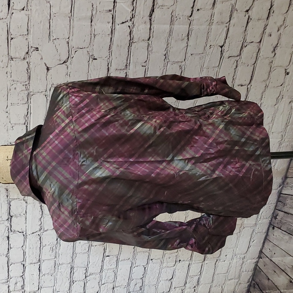 Chico's Plaid Windbreaker Purple and Green — Chico's Size 1/US 8 Medium - Picture 6 of 9